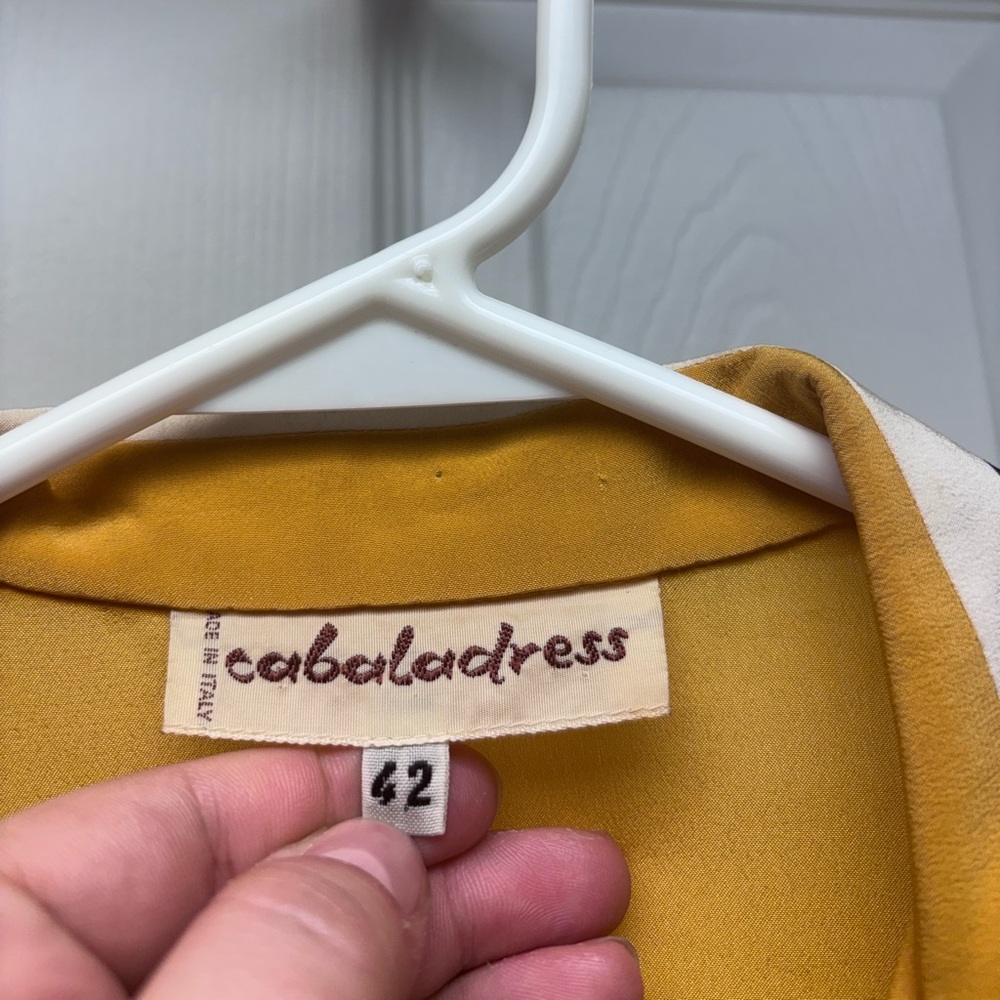 Vintage Italian Silk Colorblock Shirt Dress | Pockets | Size 42 (US 8–10) - Picture 12 of 14